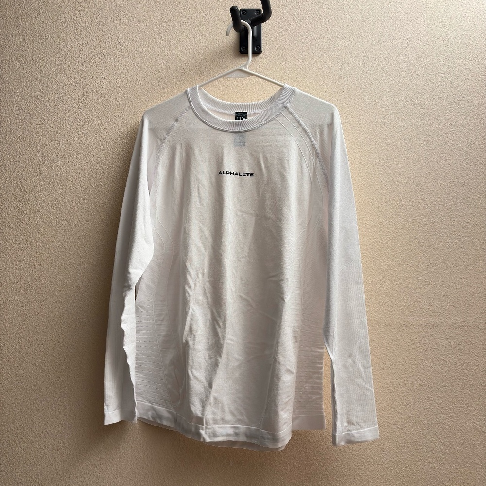 Alphalete White Long Sleeve Performance Tee